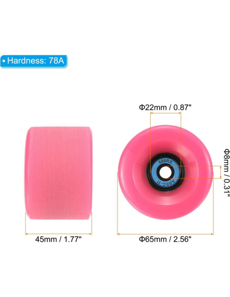 Conjunto de Ruedas y Rodamientos PATIKIL 65mm Rosa 78A