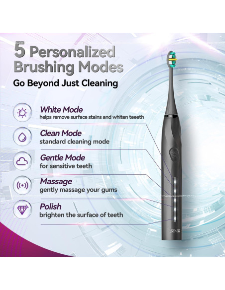 Cepillo de Dientes Eléctrico SEAGO SG-2752 con 8 Cabezas y Sensor