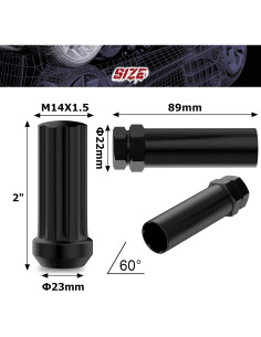 Tuercas de Llanta Richeer 14x1.5 Negras XL 24pcs para Chevrolet 2