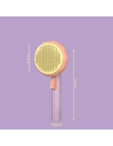 Cepillo de Aseo Autolimpiante para Gatos y Perros - Naranja/Rosa