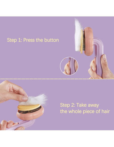 Cepillo de Aseo Autolimpiante para Gatos y Perros - Naranja/Rosa