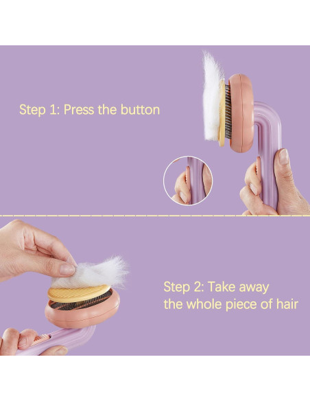 Cepillo de Aseo Autolimpiante para Gatos y Perros - Naranja/Rosa