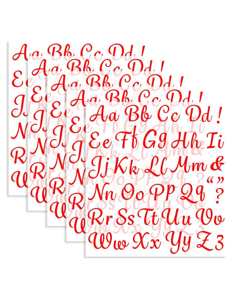 5 Hojas Letras de Transferencia de Calor LUHIMO 1 Pulgada Rojo