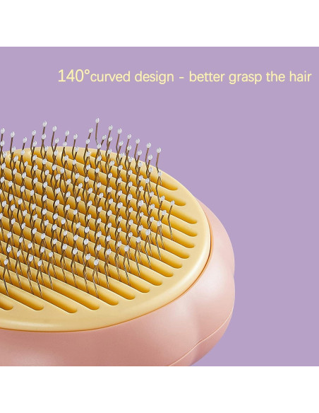 Cepillo de Aseo Autolimpiante para Gatos y Perros - Naranja/Rosa