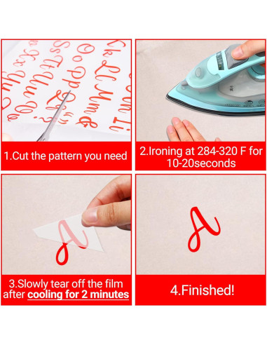 5 Hojas Letras de Transferencia de Calor LUHIMO 1 Pulgada Rojo