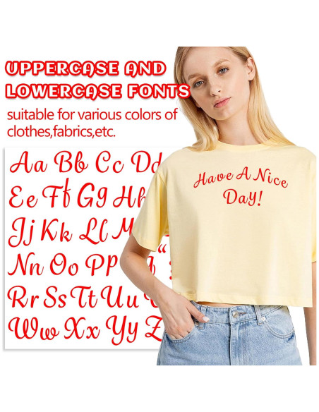 5 Hojas Letras de Transferencia de Calor LUHIMO 1 Pulgada Rojo