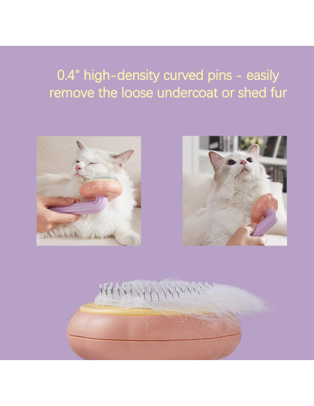 Cepillo de Aseo Autolimpiante para Gatos y Perros - Naranja/Rosa