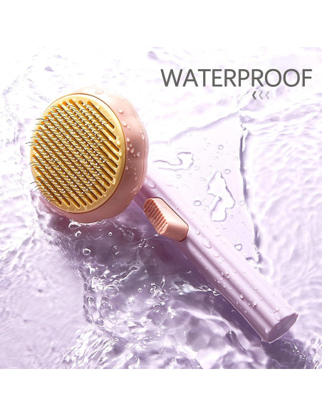 Cepillo de Aseo Autolimpiante para Gatos y Perros - Naranja/Rosa