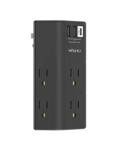 Regleta de Energía YISHU con 6 Salidas AC y 3 USB, Negro