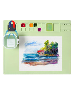 Alfombrilla de Pintura Silicona Aubeco Verde 50x40 cm Antideslizante