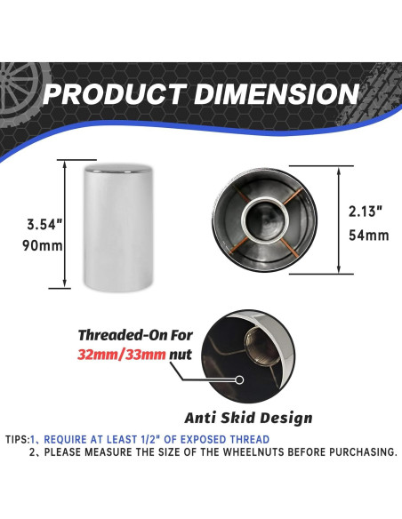 20 Piezas Cubiertas de Tuercas de Rueda Cromadas WAITTON 32/33mm