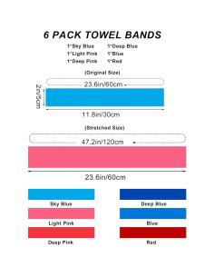 Paquete de 6 bandas para toallas Matenf, elásticas y a prueba de viento 2