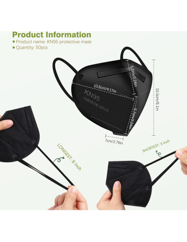 Mascarillas KN95 Wecolor 50 Unidades 5 Capas Transpirables