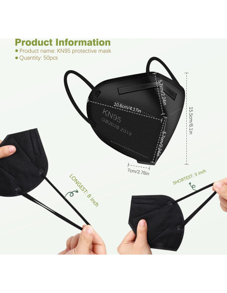 Mascarillas KN95 Wecolor 50 Unidades 5 Capas Transpirables