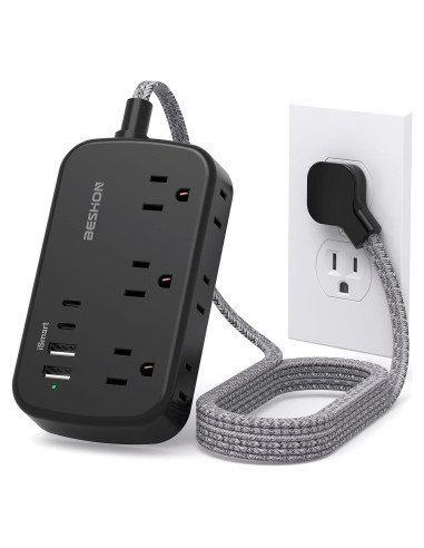 Regleta BESHON 5FT con 6 salidas y 4 puertos USB-C