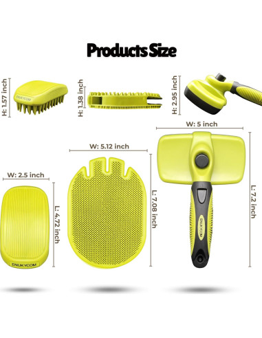 Set de Cuidado de Mascotas ENUKYCOM - Cepillo Autolimpiante y Baño