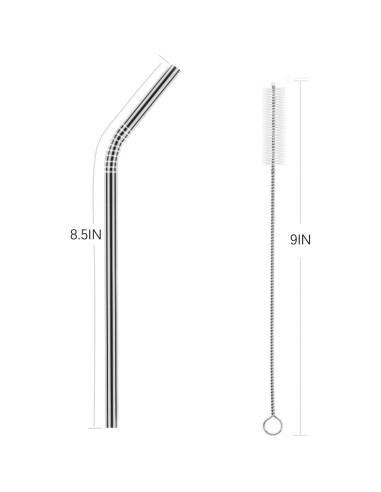 Juego de 25 Popotes de Acero Inoxidable OKGD 21.6 cm Reutilizables