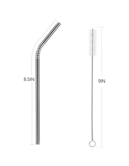 Juego de 25 Popotes de Acero Inoxidable OKGD 21.6 cm Reutilizables