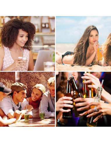 Juego de 25 Popotes de Acero Inoxidable OKGD 21.6 cm Reutilizables