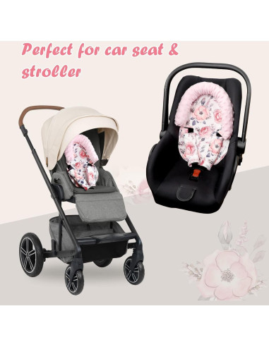 Reposacabezas para Silla de Auto Bebé Terciopelo Floral Rosa
