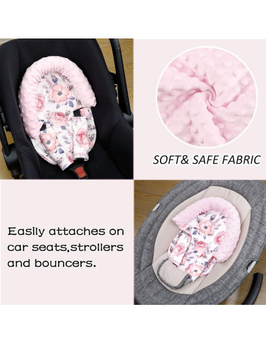 Reposacabezas para Silla de Auto Bebé Terciopelo Floral Rosa