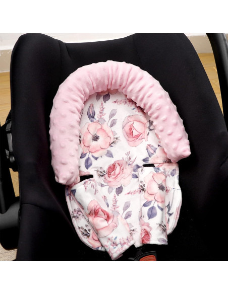 Reposacabezas para Silla de Auto Bebé Terciopelo Floral Rosa