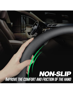 Cubierta de Volante de Cuero Nappa LKWLIKEI 37-38.5 cm Negra 2