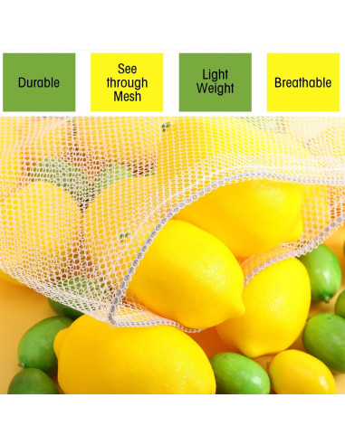 Bolsas de Malla Frienda 20 Pcs Reutilizables 3 Tamaños