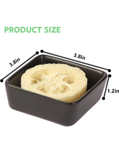 Soporte de Jabón Cuadrado Cerámica Fougin con Lufa Natural 2