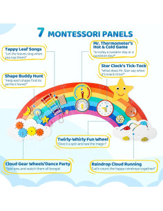 Panel Sensorial Arcoíris Joyibay, Juguete Educativo de Madera 2
