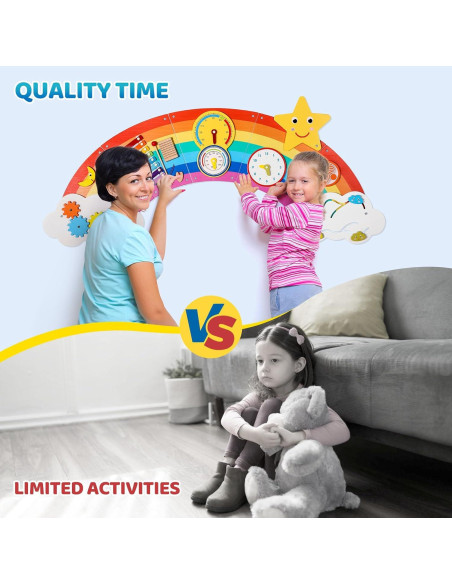 Panel Sensorial Arcoíris Joyibay, Juguete Educativo de Madera