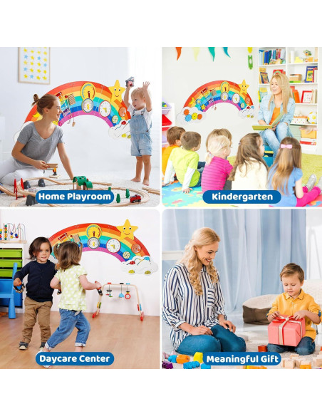 Panel Sensorial Arcoíris Joyibay, Juguete Educativo de Madera