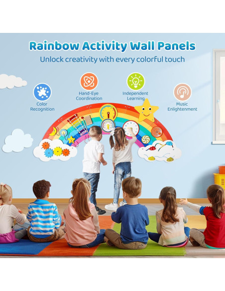 Panel Sensorial Arcoíris Joyibay, Juguete Educativo de Madera