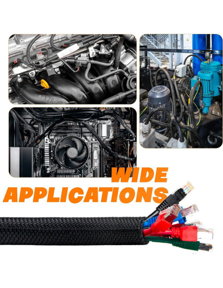 Manga Trenzada Dividida SKNONO 12 pies 1.27 cm para Cables Manga Trenzada Dividida SKNONO 12 pies 1.27 cm para Cables