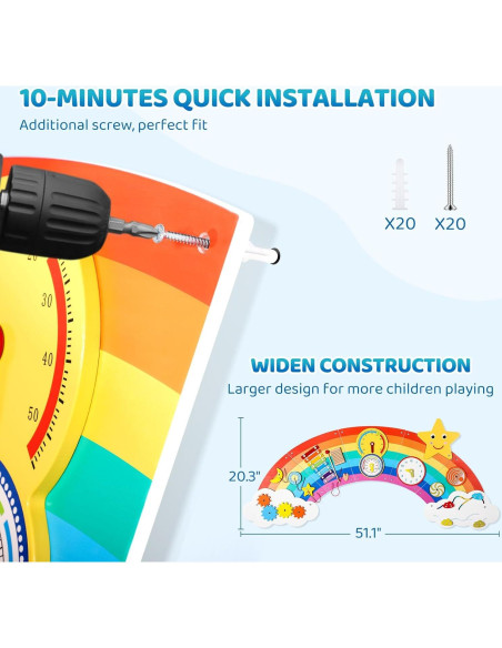 Panel Sensorial Arcoíris Joyibay, Juguete Educativo de Madera