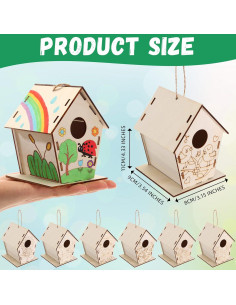 Paquete de 24 casas de pájaros de madera DoubleFill 11 cm 2