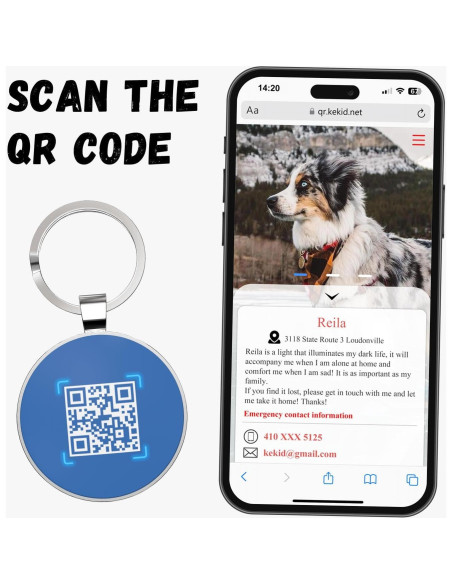 Etiqueta de Identificación para Perro KEKID con Código QR Personalizado