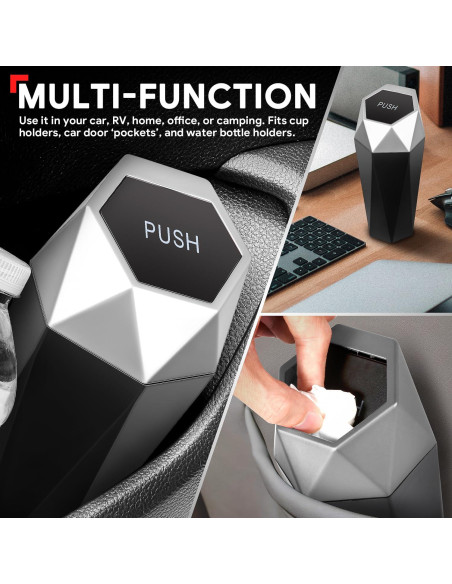 Bote de Basura Compacto DNA Motoring Negro Plata 0.5L