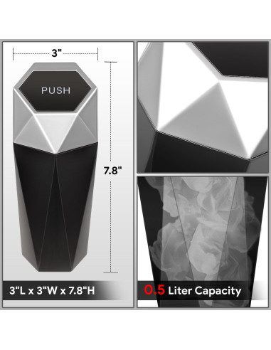 Bote de Basura Compacto DNA Motoring Negro Plata 0.5L