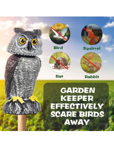 Decoys de Búho Falso Crobirware - Paquete de 3 con Cabeza Rotativa 2