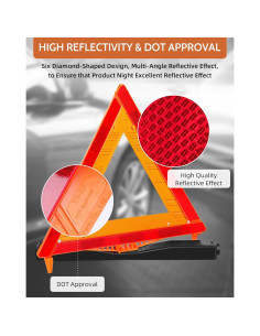 Triángulos de Seguridad Noone x3 Reflectantes Plegables 43cm 2
