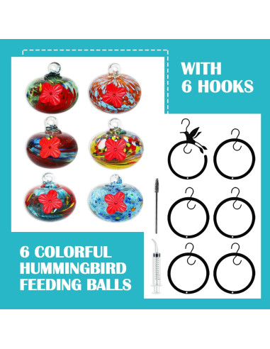 Alimentador de Colibríes de Vidrio Ruiyi Tim 6 PCS 150g