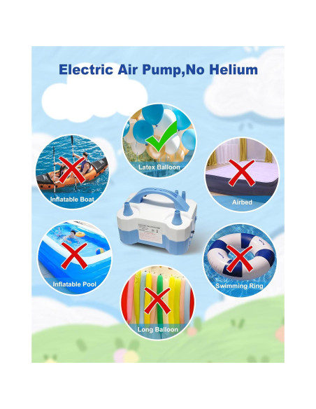 Bomba de Globo Eléctrica Xuduvay 600W Doble Boquilla 750L/min Bomba de Globo Eléctrica Xuduvay 600W Doble Boquilla 750L/min