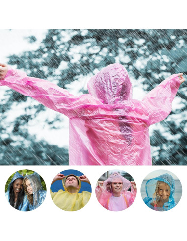 6 Ponchos de Lluvia Desechables Xrkuu para Adultos - Impermeables