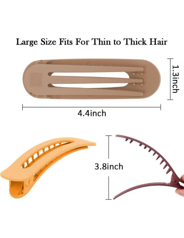 Clips de Pelo de Cocodrilo Ahoney - Paquete de 8 Clips Planos 10.5 cm