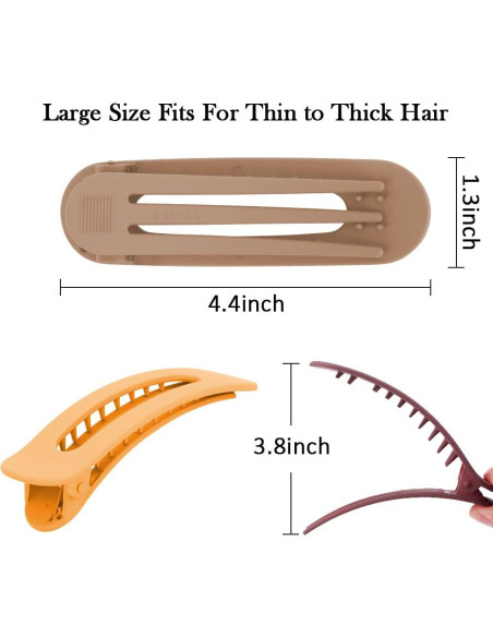 Clips de Pelo de Cocodrilo Ahoney - Paquete de 8 Clips Planos 10.5 cm