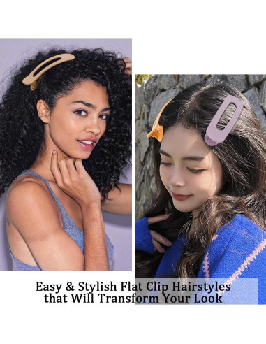 Clips de Pelo de Cocodrilo Ahoney - Paquete de 8 Clips Planos 10.5 cm