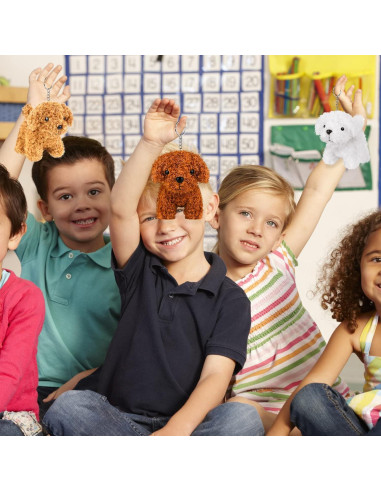 Mini Perros de Peluche 16 Piezas Elcoho 10 cm con Llavero