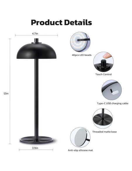 Lámpara de Mesa Inalámbrica JONEMO MOGU 5000mAh LED Regulable