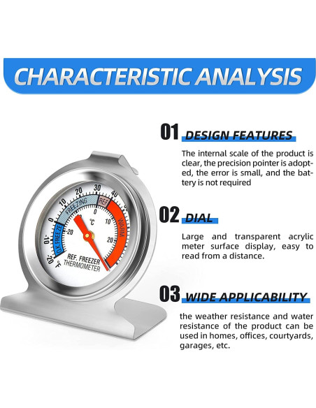 Termómetro de Refrigerador MEANLIN MEASURE 5Pcs 2" Acero Inoxidable -30 a 30C
